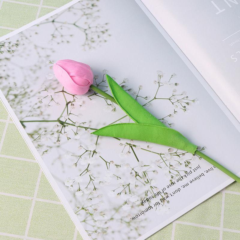 Tulip Simulation Flowers Living Room Table Furnishings Home Arrangement Decorative Flowers Wedding Natural Tulip Latex PU