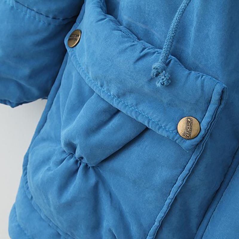 Women Parkas Hooded Warm Winter Jackets Woolen Thick Drawstring Slim Cotton Parkas Coat