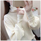 Core-spun High-neck Slim-fit Sweater Women Autumn and Winter Lantern Sleeve Knit Top Fashion Loose Bottoming Shirt Tide