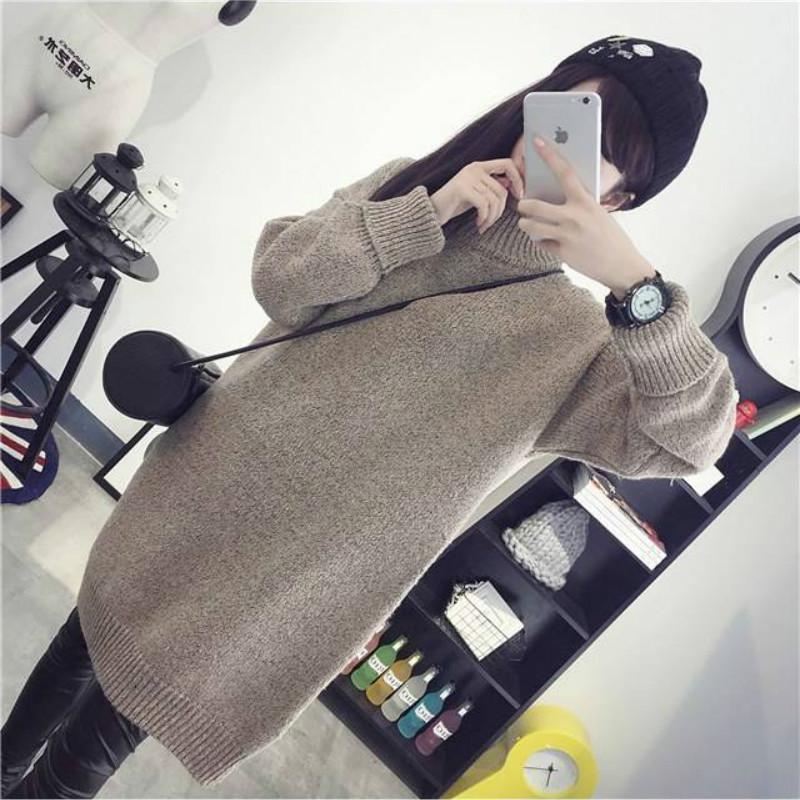 Pofulove Women Sweater Skirt Sweater Skirt Winter Loose Thick Thick Half Stitch Turtleneck