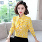 Women's Spring and Autumn Chiffon Shirt Loose Sweet Long Sleeve Printed Top