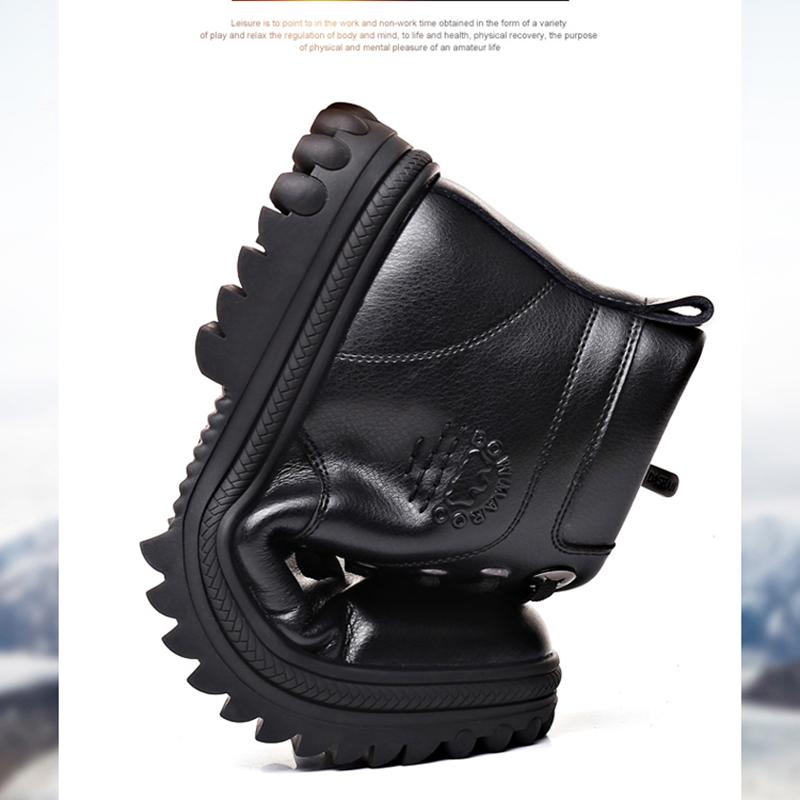 Winter Men's Genuine Leather Boots Wool Inner Thickening High-top Warm Ankle Boots  Business Leather Shoes Snow Boots