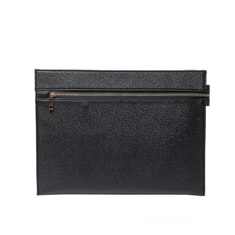 Business Briefcase Men PU Leather Zipper Buckle Waterproof A4 Paper Ipad Bags Handbag Clutch Bag