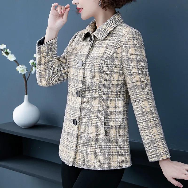 Mother's Woolen Coat Spring and Autumn Women's Short Small Suit Middle-aged and Elderly Woolen Top