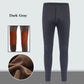 Men Winter Autumn Plus Velvet Thicken Warm Pants Tight Male High Elasticity Wearable Comfortable Soft Lining Patch Knee Pads Windproof Double Warmth