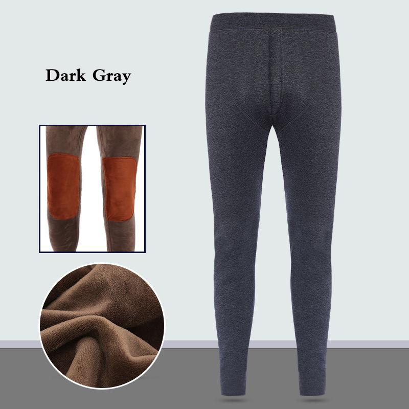 Men Winter Autumn Plus Velvet Thicken Warm Pants Tight Male High Elasticity Wearable Comfortable Soft Lining Patch Knee Pads Windproof Double Warmth