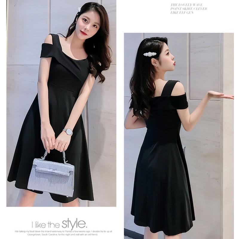 Fashion  Women's Dress Mid-length Plus Size Off-the-shoulder Dress Women's Slim A-line Pleated Dress  Summer