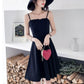 Female Simple Elegant Small Black Party Dress Slim Vintage Suspender Short Holiday Graceful Dress