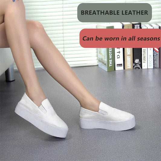 Women's Leather Thick-soled White Shoes Casual Shoes Spring and Summer All-match One-step Lazy Single Shoes Platform Female Student Shoes