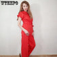 Women Solid Color Jumpsuit Summer Short Sleeve Casual One Piece Romper Lady Slim Long Overalls