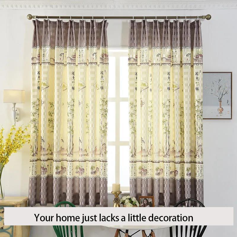 Modern Minimalist Shade and Heat Insulation Finished Short Curtains for Living Room and Bedroom Bay Window Blackout Curtains
