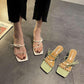 Crystal Heel Slippers Women's Summer Wear Fashion 2 Thick Heel Transparent Sandals