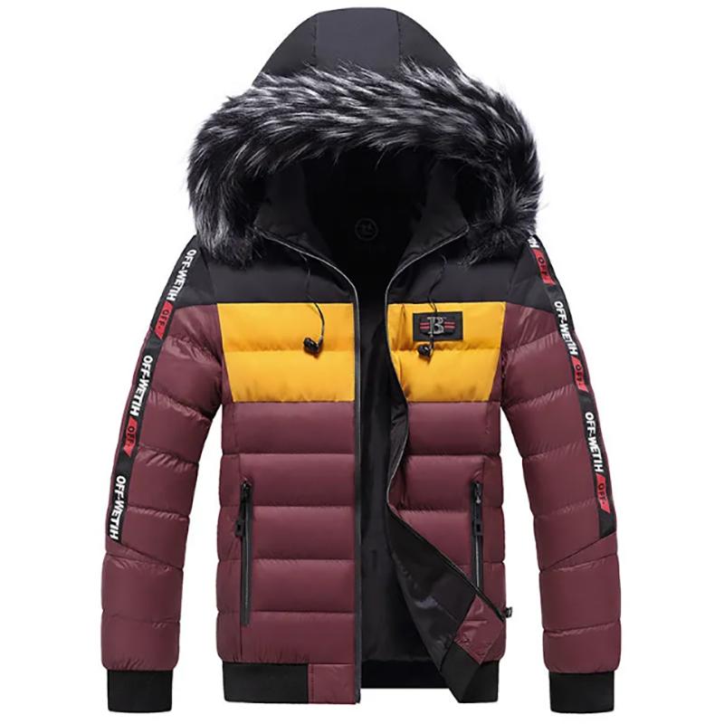Men's Padded Jacket Men's Thicked Warm Padded Jacket with Detachable Hood Youth Bread Clothes Stand-up Collar Fashion Jacket Men