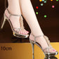 High heel sandals women leather platform fine heel sexy wild beaded word buckle golden women's shoes