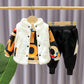 Autumn and Winter Children's Waistcoat Sweater Plus Velvet Thickening Suit Small Medium Children's Baby Winter Three-piece Outer Wear Padded Jacket