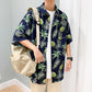 Hawaiian Shirts Beach Tee Leaf Fruit Print T-shirt Half Sleeve Retro Clothes Button Up Top Loose Overshirt Casual Male Undies