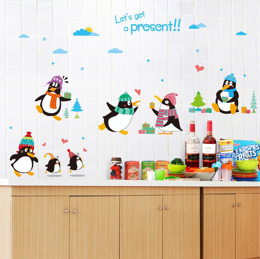 Cartoon decoration wall stickers Kindergarten classroom layout happy penguin wall stickers