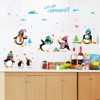 Cartoon decoration wall stickers Kindergarten classroom layout happy penguin wall stickers