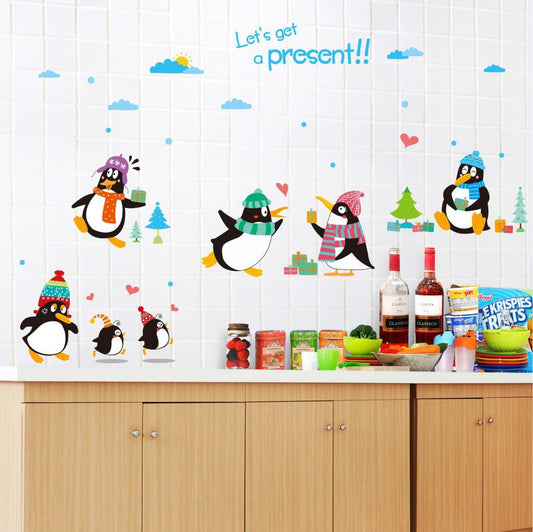 Cartoon decoration wall stickers Kindergarten classroom layout happy penguin wall stickers