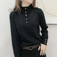 Half Turtleneck Long Sleeve Knitted Sweater Loose Large Size Sweater Fashion Button Solid Color Bottoming Shirt for Women