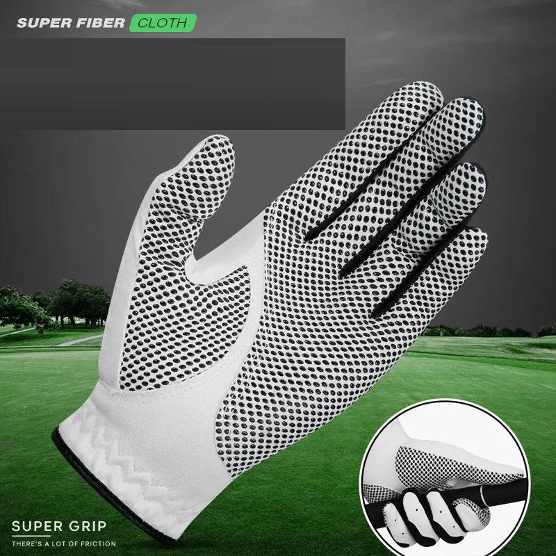 Men's Golf Gloves Single Left and Right Hand Optional with Non-slip Particles Breathable Microfiber Cloth Gloves