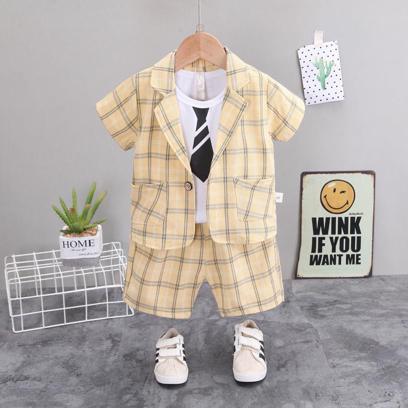 Boys Small Suit Three-piece Summer New Short-sleeved Suit Baby Handsome Shorts British Style Sub-suit Tide