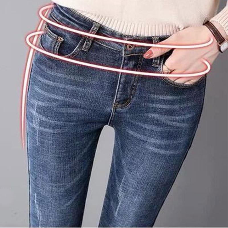 Winter Warm Jeans Women's Velvet Feet Pants Pink Velvet Thick Leggings Slim Trousers Fashionable Versatile High-waisted Pants