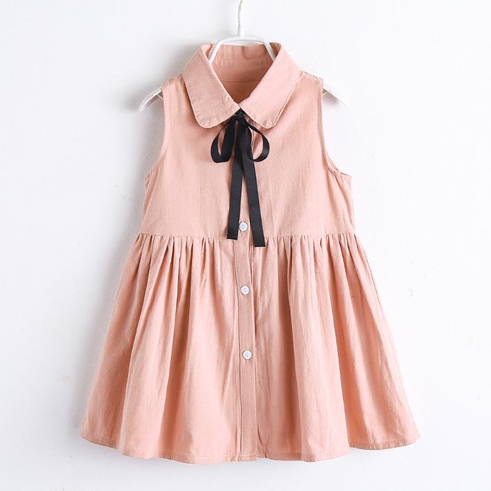 Children's Dress Girls Summer Dress Children's Embroidery Princess Skirt Baby Thin Solid A-line Sleeveless Skirt