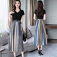 M-XXXL 2 Pieces Ladies Suit Skirt Spring and Summer Short Sleeve  Mid-length Casual Vacation Office Home