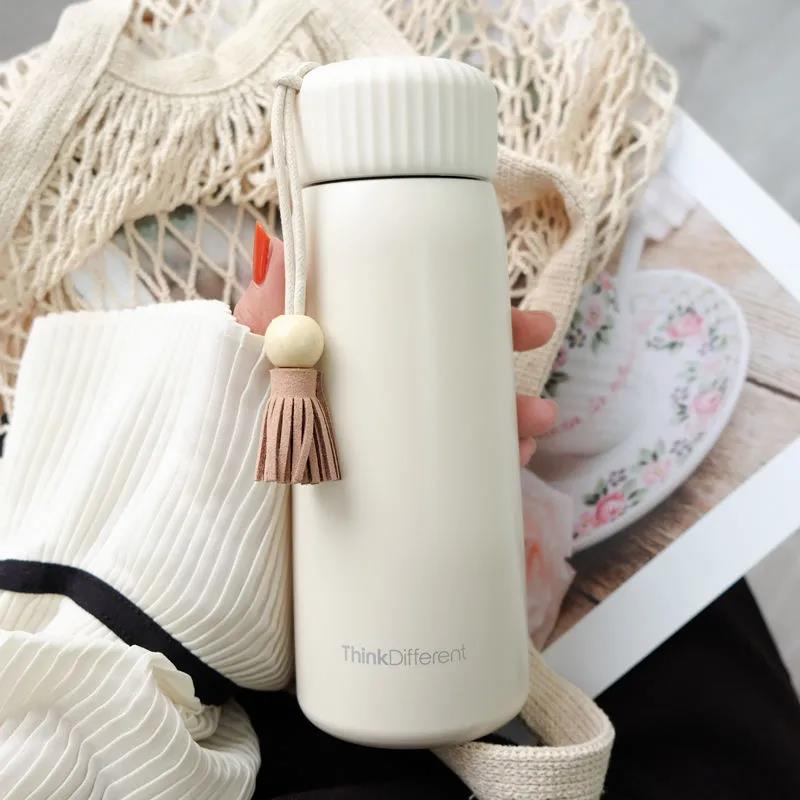 Japanese Vacuum Flask Ins Harajuku Style Ladies Cute Cup Simple and Fresh Tassel Student Girl Portable Water Cup