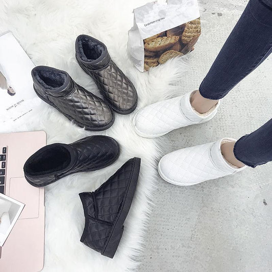 Women's Snow Boots Winter Warm Plus Velvet Flat Shoes Waterproof Non-slip Warm Ankle Boot Short Boots