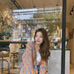 Spring and Autumn Rainbow Color Sweater Cardigan European and American Style Top Loose Casual Knitted Young Women's Jacket