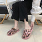 Women Slippers Fur Warm Winter Slipper Leopard Bow Furry Shoes Ins Kawaii Ladies Soft Winter Slide Plus Size 41