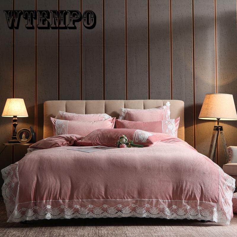 Brand Winter Bedding Set Velvet Fleece Bedding 4pcs/set Duvet Cover Flat Sheet Pillowcase