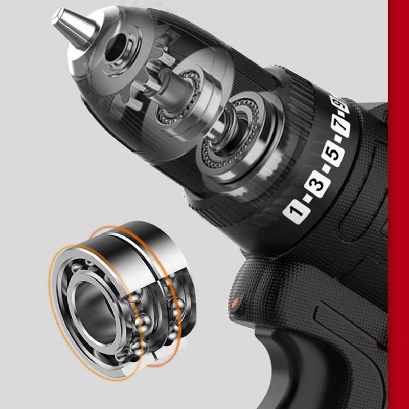 Industrial Cordless Drill Set 128Vf Two-speed Electric Screwdriver Rechargeable Motor  Tools