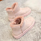 Women's Snow Boots Fur Winter Large Size Versatile Short Boots Female Plush Thickened Warm Flat Cotton Shoes