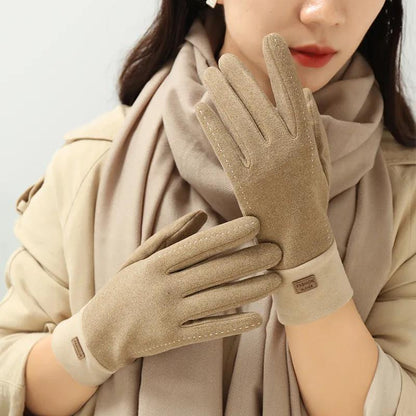 Gloves Female Winter Plus Velvet Warm Korean Version Cute Student Cold-proof Touch Screen Riding Velvet Gloves
