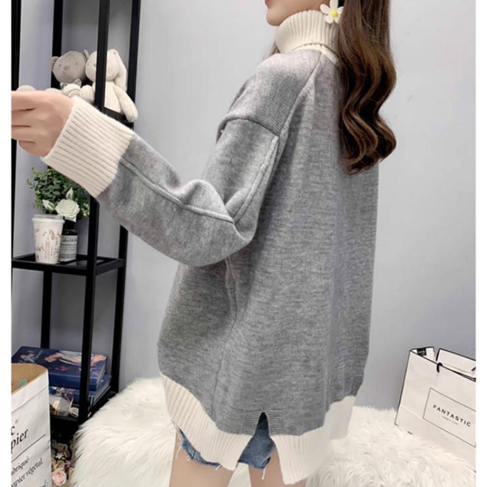 Pofulove Turtleneck Women Pullover Winter Loose Thick Padded Short Bottoming Shirt Sweater Women