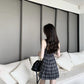 Female Summer Simple Retro Elegant Slim Korean Plaid One Piece A-line Short Graceful Party Dress