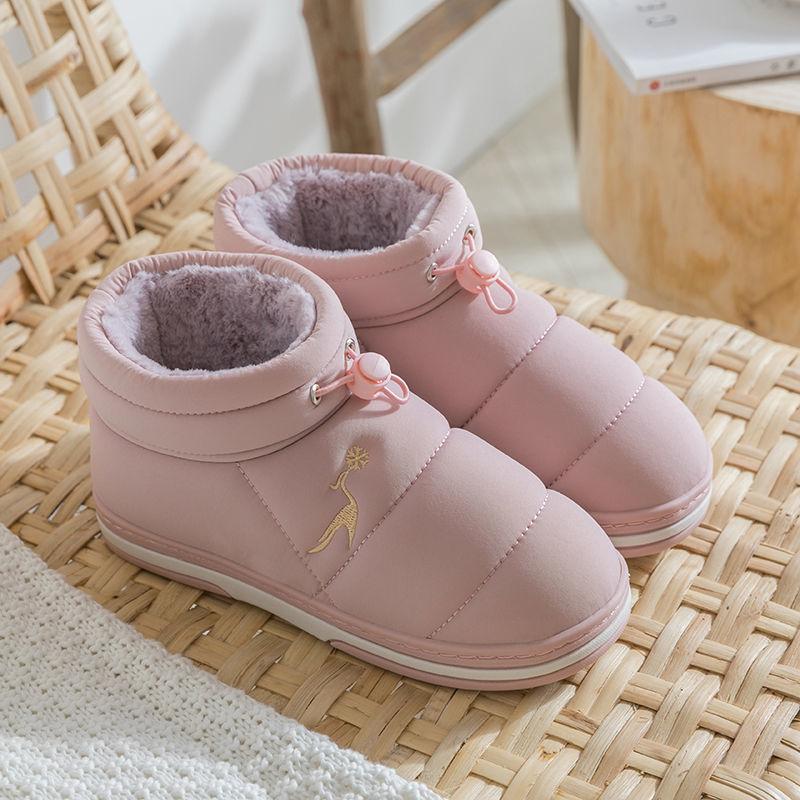 Bag with Cotton Slippers Women Winter Home Non-slip Indoor Home Couple Thick-soled Warmth Large Size Cotton Shoes Men