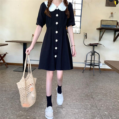 Female Summer Sweet Doll Collar Waist Show Thin Super Elegant Short Sleeve Slim Little Fresh Dress