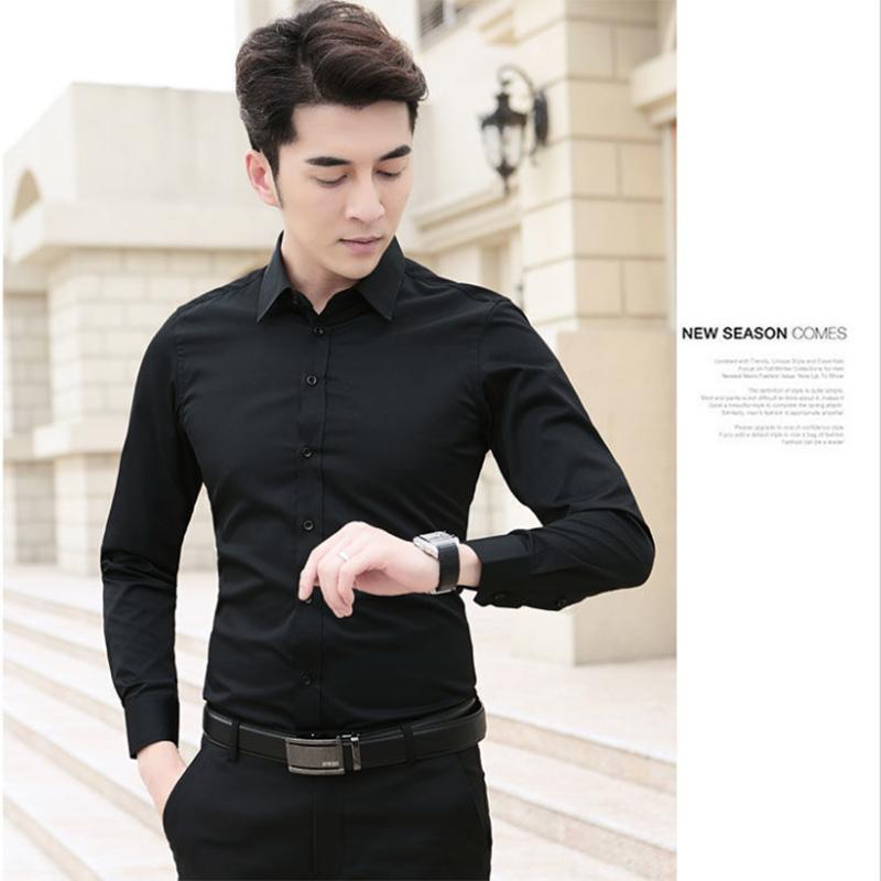 Men's White Shirt Long-sleeved Spring and Autumn Bottoming Shirt Korean Version of The Slim-fit Business Formal Suit with Work Shirt