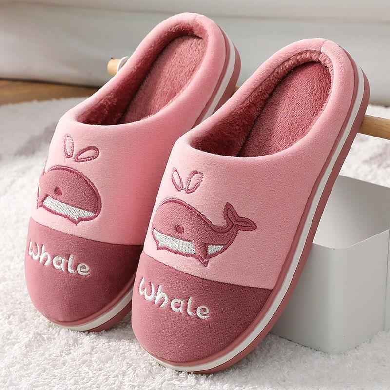 Autumn and Winter Cotton Slippers Men's and Women's Slippers Indoor Warmth Flat-bottomed Cotton Shoes with Bear Pattern