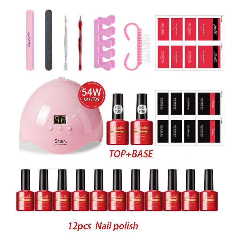 Manicure Set Nail Gel Polish Set For Manicure Nail Art Kit 54W UV Lamp Nail Dryer Extension Tool set