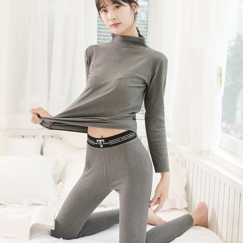 Cationic Velvet Thermal Underwear Set Winter Half-aged Bottoming Shirt Qiuyi Long Trousers Cotton Sweater Two-piece Set