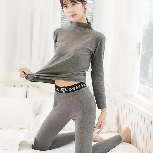 Cationic Velvet Thermal Underwear Set Winter Half-aged Bottoming Shirt Qiuyi Long Trousers Cotton Sweater Two-piece Set
