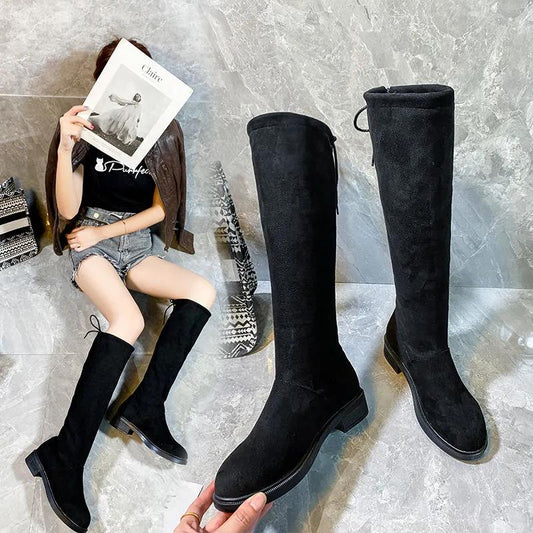 Zipper High Boots Women's High Heels Knight Boots But Knee Martin Boots Women's Shoes Mid-tube Boots Long Boots Winter Plus Velvet Boots