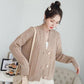 Spring and Autumn Knitted Loose Sweater All-match Long-sleeved Cardigan Sweater Fashion Solid Color Female Jacket