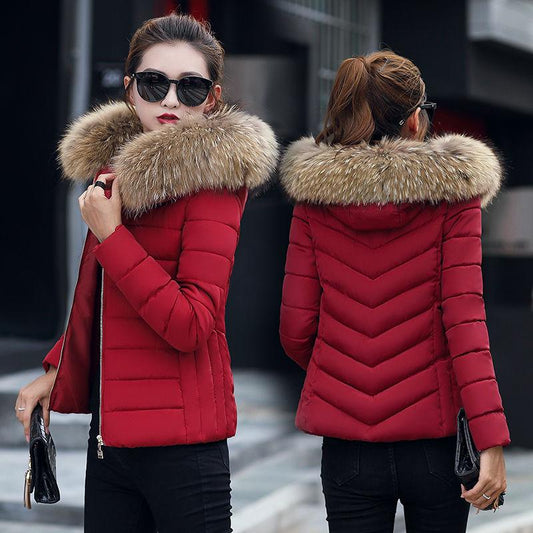 Fashion Fur Coat Winter Women Down Cotton Padded Jacket Coat Female Thick Long Down Parkas Outwear