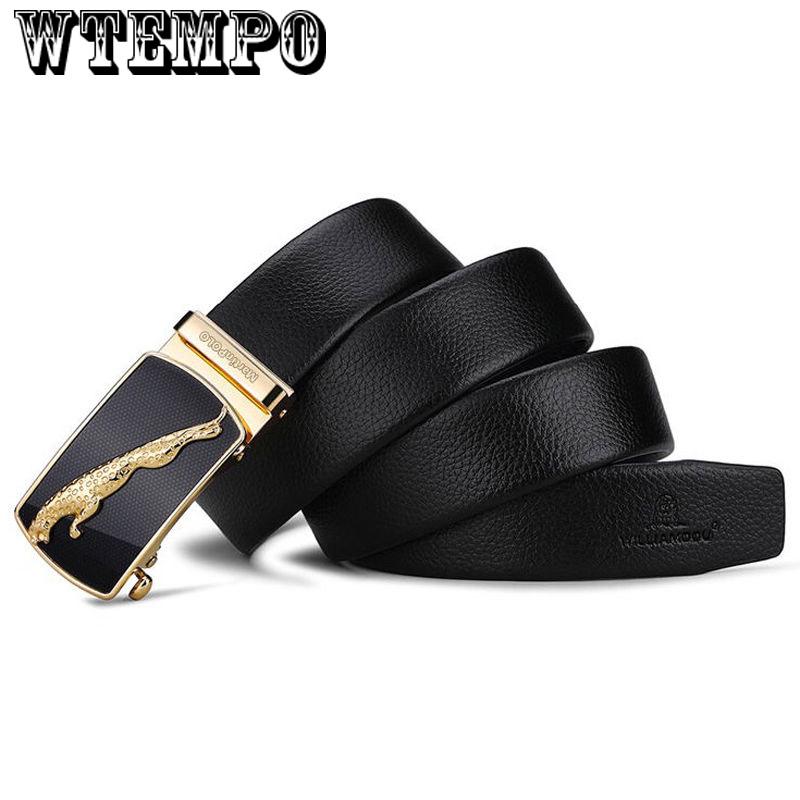 Brand Genuine Leather Automatic Buckle Vintage Casual Men Belt black Cowbody Jeans Belt